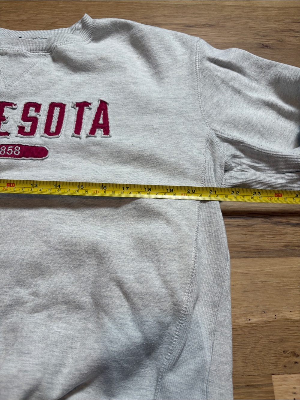 Signature Minnesota Crewneck Sweatshirt in Light Gray with Red Lettering - Picture 11 of 16